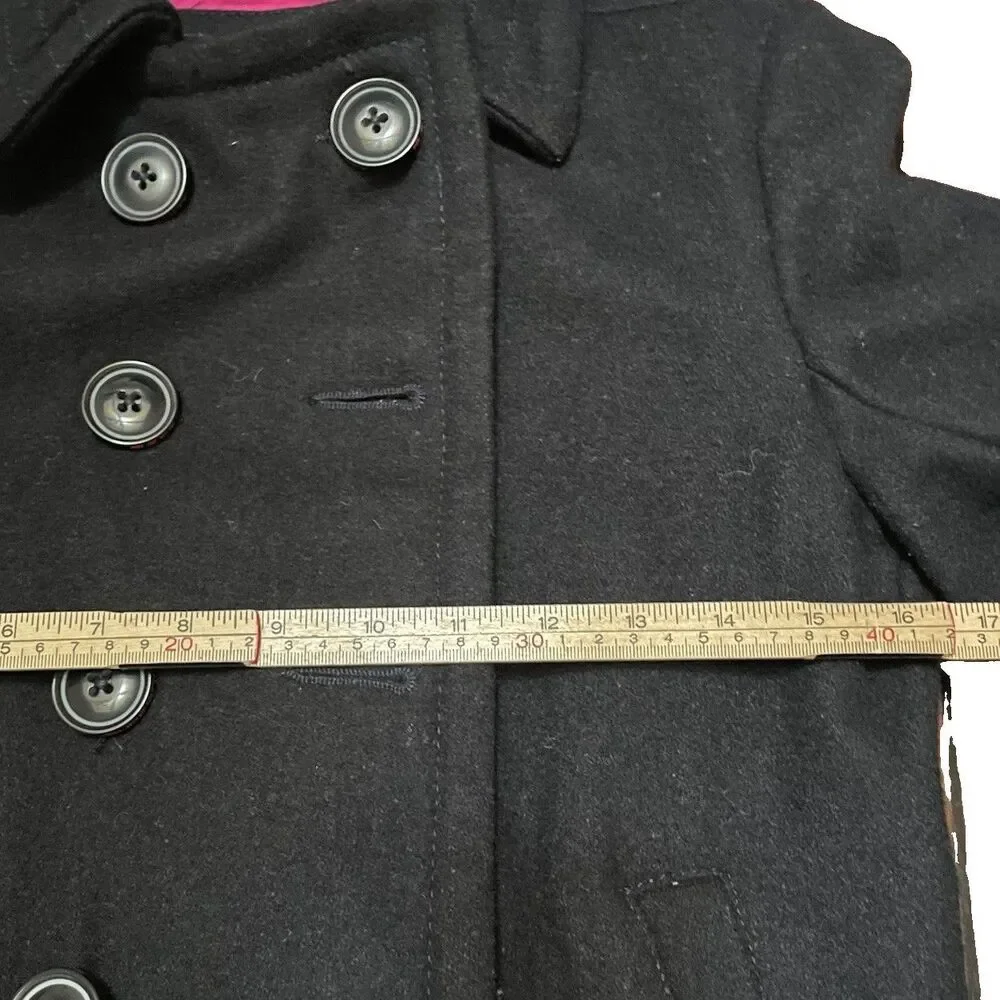 Superdry The Rookie Peacoat Jacket Black Wool Blend Double Breasted Women S